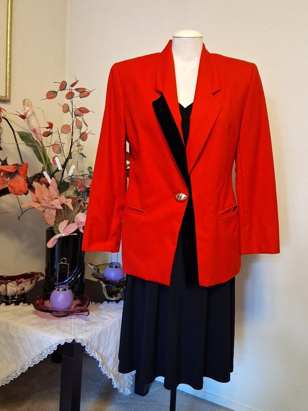 Vintage mr.jax 100% Wool Lined Red Blazer Jacket Workwear Warm Tailored Blazers